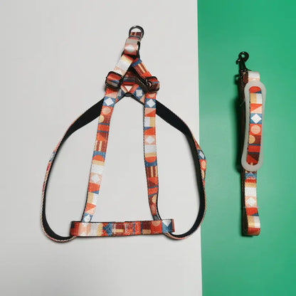 Eco-Friendly Geometric Dog Harness & Leash Set