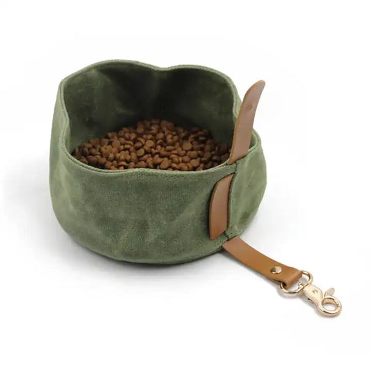 Waxed Canvas Travel Bowl - Green