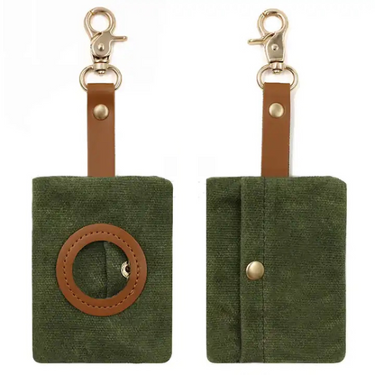 Waxed Canvas Poop Bag Holder - Green