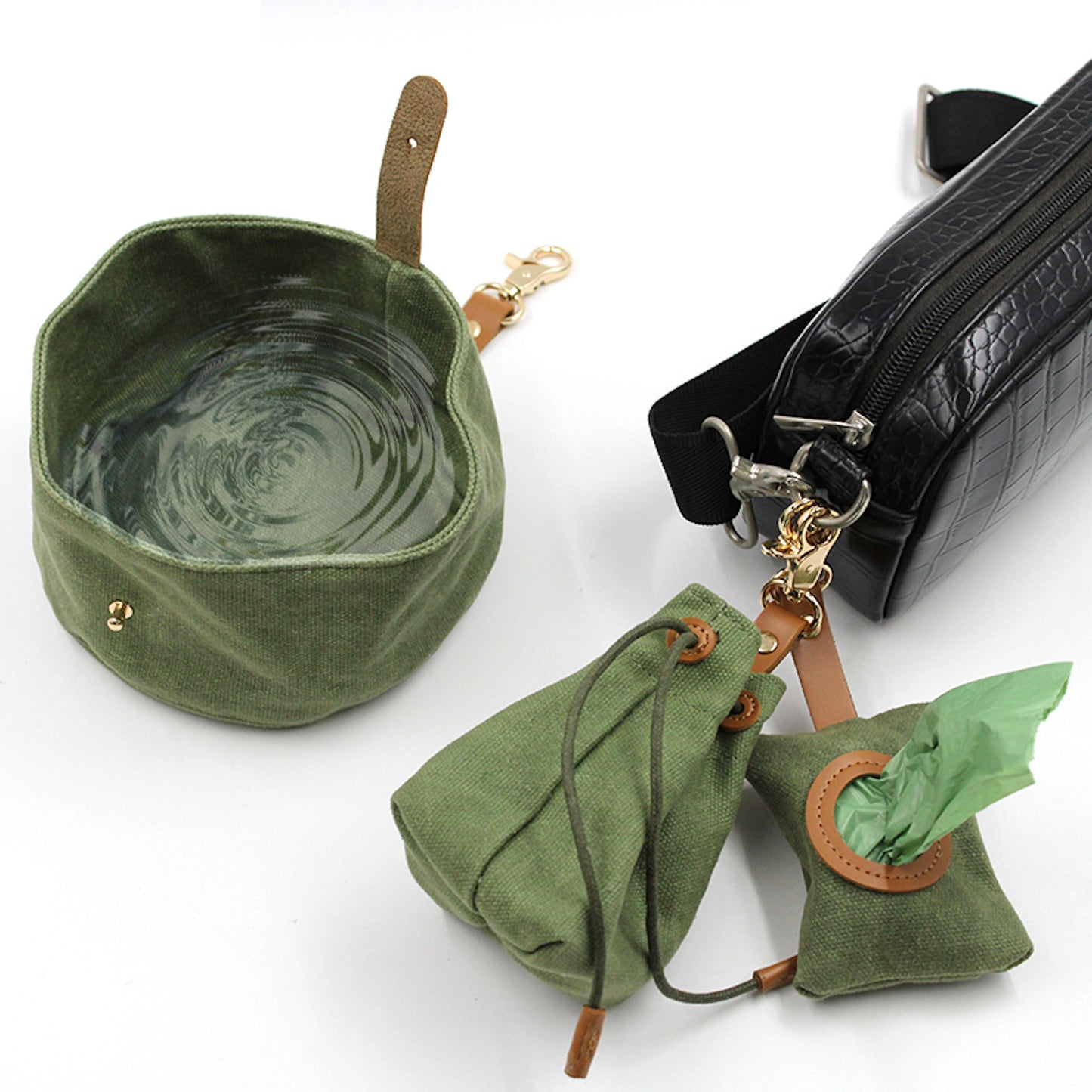 Waxed Canvas Treat Bag - Green