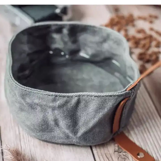 Waxed Canvas Travel Bowl - Grey